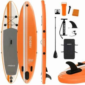 Stand Up Paddle SUP Tabla Para Remar Tabla de Surf Inflable Con Remo 3m Naranja - Arebos