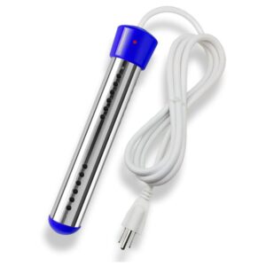 Calentador eléctrico de piscina de agua de inmersión con protector de acero inoxidable para piscinas enterradas, azul, una pieza