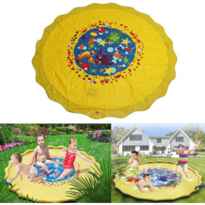 Colchoneta de Agua 170CM para Rociar como Piscina, Juegente para Ninos en Verano, Amarillo