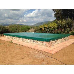 Pool System Protection Cubierta de invierno para piscina de 7,80x6,80 metros. Color Verde / Beige