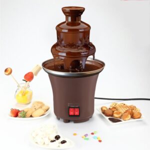 Yongqing - Fuente de Chocolate de 3 Niveles - Mini portáti l base de Acero Inoxidable | 45W 【Marrón】