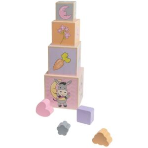 Cubos apilables de madera Donkey rosa/morado/naranja - Happy People