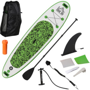 Tabla de Surf Hinchable con Remo Ajustable y Accesorios Carga 100kg 305x76x10 cm