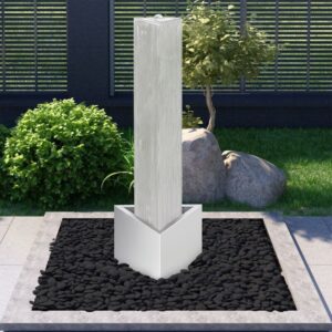 Fuente de jardin de acero inoxidable plateado 37,7x32,6x110 cm - Hommoo