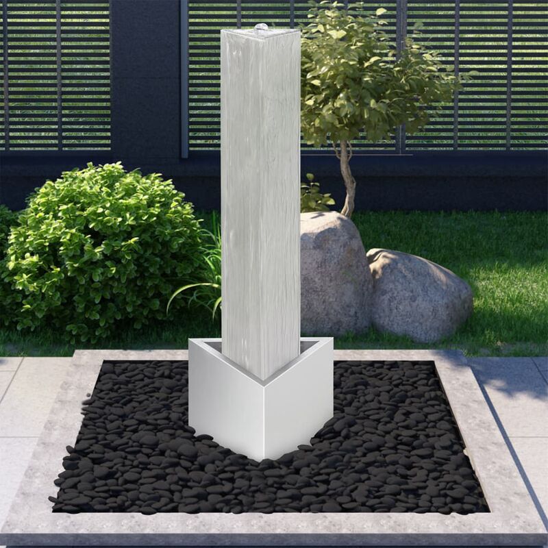 Fuente de jardin de acero inoxidable plateado 37,7x32,6x110 cm - Hommoo