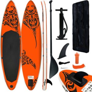 Juego de tabla de paddle surf hinchable naranja 320x76x15 cm