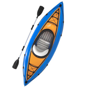 Kayak hinchable individual azul y naranja de PVC de 275x81 cm