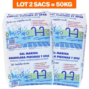 Lot De 2 Sacs 25Kg Sel Fin Spécial Piscine Dissolution Rapide Norme 16401 Conforme Norme Européenne