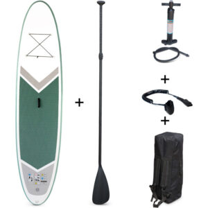Pack de stand up paddle inflable de 10'10' con bomba de alta presión de acción simple, remo, correa y bolsa de almacenamiento incluidos