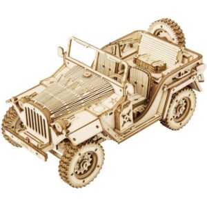 Army Jeep Car Toys 3D Puzzle Model Kits DIY Construcción mecánica de madera Artesanía para niños, adolescentes y adultos
