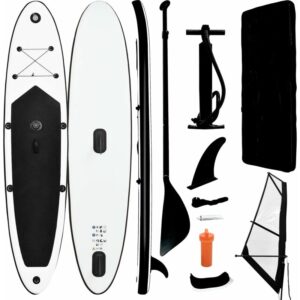 Tabla de paddle surf hinchable con set de vela negro y blanco