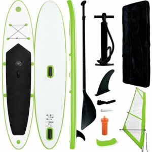 Tabla de paddle surf hinchable con set de vela verde y blanco