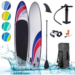 Tabla Paddle Surf inflable DELUXE 365x76x15cm, capacidad 150kg + remo telescópico + mochila + bomba + kit de reparación, correa de alta calidad.