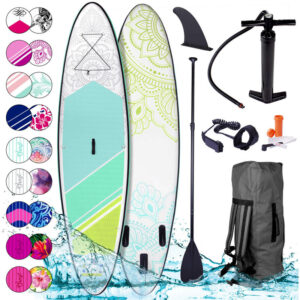 Tabla Paddle Surf inflable FLOWER 300x76x15cm capacidad 110kg + remo telescópico + mochila + bomba + kit de reparación + correa para el pie. Tabla