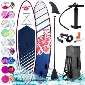 Tabla Paddle Surf inflable HIBISKUS 300x76x15cm, capacidad 115kg + remo telescópico + mochila + bomba + kit de reparación, correa de alta calidad.