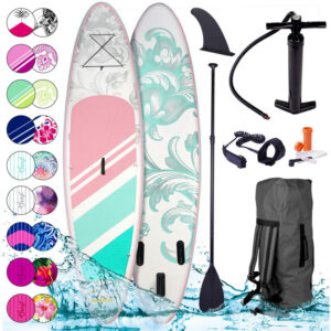 Tabla Paddle Surf inflable LILY 300x76x15cm capacidad 110kg + remo telescópico + mochila + bomba + kit de reparación + correa para el pie. Tabla SUP