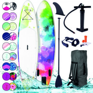 Tabla Paddle Surf inflable RAINBOW 300x76x15cm capacidad 110kg + remo telescópico + mochila + bomba + kit de reparación + correa para el pie. Tabla