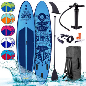 Tabla Paddle Surf inflable SUMMER azul 320x76x15 cm 120kg+remo telescópico+mochila+bomba+kit de reparación. Tabla SUP BRAST