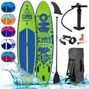 Tabla Paddle Surf inflable SUMMER verde 320x76x15 cm 120kg+remo telescópico+mochila+bomba+kit de reparación. Tabla SUP BRAST