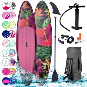 Tabla Paddle Surf inflable TROPIC 300x76x15cm capacidad 110kg + remo telescópico + mochila + bomba + kit de reparación + correa para el pie. Tabla