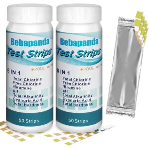 Tiras de prueba de agua 6 en 1 para piscina, spa, bañera de hidromasaje, detección fácil y rápida de PH, cloro total, cloro libre, alcalinidad total,