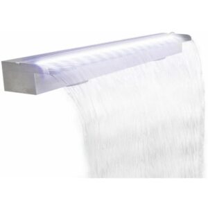 Hommoo - Fuente cascada rectangular LED piscina acero inoxidable 120 cm