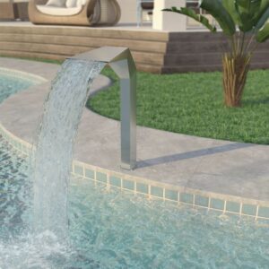 Fuente de piscina de acero inoxidable 50x30x90 cm plateada - Hommoo