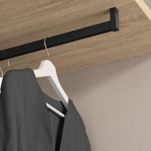 Kit De Barra Para Armario Luxe, 0,75 M, Pintado Negro Texturizado, Aluminio Y Plástico, 1 Kit