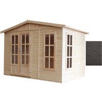 Casetta da giardino 6m2 - 332x222xA232 cm - Casetta in legno da giardino - Capanno in legno - Studio giardino - con tegole bituminose nero Timbela