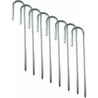 Minkurow - Piquetas de metal de acero galvanizado resistente, 30 cm (12 pulgadas), piquetas de jardín, piquetas de fijación con gancho en j para