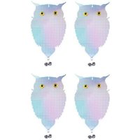 Minkurow - Repelente De Pájaros Ahuyentador De Palomas Forma De Búho Reflectante Luminoso, Juego De 4 Repelente De Palomas Con Campana Repelente De
