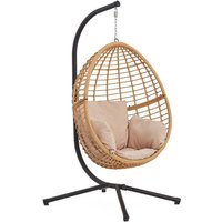 Concept-usine - Sillón colgante beige y negra de resina trenzada auroa - Negro