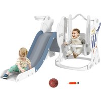 Aiyaplay - juego de tobogán y columpio para niños 3 en 1 columpio para niños de 18-48 meses tobogán para bebés con aro de baloncesto 150x185x92 cm
