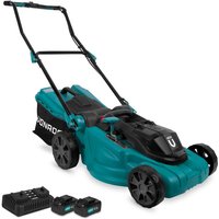 VONROC Cortacésped 40V - 38cm de ancho de corte - Ajuste de altura central - Incluye dos baterías de 4.0Ah y cargador rápido dual