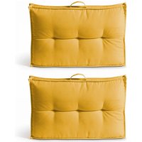 Oviala - Lote de 2 cojines de paleta con respaldo de poliéster amarillo - Amarillo