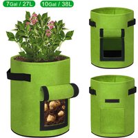 Froadp - 2 Bolsas de Plantación de 10 Galones - Bolsas para Papas y Tomates con Ventana de Velcro Visible y Asas Resistentes, Verde