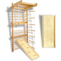 Andamio de Escalada Indoor Equipamiento Deportivo de Madera de Abedul Barras de Pared para Adultos y Niños Equipamiento para Gimnasia con Triángulos