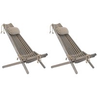 Ecofurn - Silla de madera EcoChair con cojín (Juego de 2) Pino gris