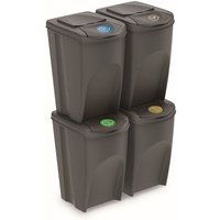 Keden - Set de 4 cubos de basura sortibox papelera reciclaje, gris, volumen 140L - Gris
