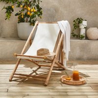 Chilienne de bambú, poliéster natural y lona de algodón, davao A110 x P60 x Alt94cm - Blanco