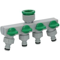 adaptador manguera plastico 3/4 - 1 4 vias, distribuidor 4 vias, divisor manguera, ajuste independiente, tomas 1/2+adaptador