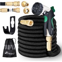 Manguera flexible de jardín 7.5M Negro, manguera flexible con triple capa de látex, manguera de riego extensible, manguera con boquilla multifunción