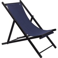 Scalpers - Hamaca de madera de haya plegable sin brazos estructura color wengué lona color azul oscuro Azul oscuro