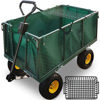 Gardebruk - Deuba Carro para jardín Verde máx. 550kg Carro de transporte con lona extraíble y ruedas Carretilla