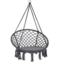 Detex Silla colgante redonda de Ø61cm cojin incluido color crema/ gris hamaca de interior y exterior decoración moderna Antracita