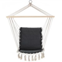 Silla colgante color crema o gris de 55 x 100 cm hamaca con cojin incluido para interior y exterior decoración cuerdas Gris - Gris - Detex