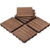 Yaheetech 11-55 x Baldosas Marrón Suelo de Madera 30x30cm Montaje por Clips Adecuadas de Terraza Balcón y Patios Jardin 11 Piezas