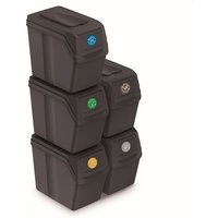 Keden - Set de 5 cubos de basura sortibox para reciclado, antracita, volumen 5x20L - Antracita