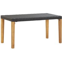Banco de jardín ratán sintético y madera de acacia negro 120 cm