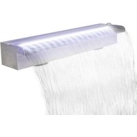 Fuente cascada rectangular LED para piscina acero inoxidable 60 cm